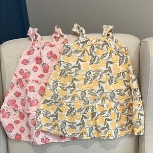 Rabbit & Bear Organic Girls Cotton Dress - Strawberry and Lemon Print